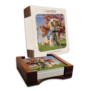 Dark Wood Stand Bundled w/ 4 Square Coasters 1 Dark Wood Stand Bundled w/ 4 Square Coasters 1