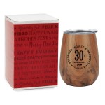10 Oz. Stainless Steel Lined Vacuum Wood Toned Wine Tumbler - Wood Toned Brown 10 Oz. Stainless Steel Lined Vacuum Wood Toned Wine Tumbler - Wood Toned Brown