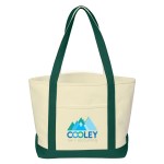 Medium 24 oz. Recycled Cotton Canvas Bag - Natural /Green Medium 24 oz. Recycled Cotton Canvas Bag - Natural /Green