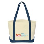 Medium 24 oz. Recycled Cotton Canvas Bag - Natural /Navy Blue Medium 24 oz. Recycled Cotton Canvas Bag - Natural /Navy Blue