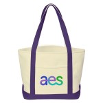 Medium 24 oz. Recycled Cotton Canvas Bag - Natural / Purple Medium 24 oz. Recycled Cotton Canvas Bag - Natural / Purple