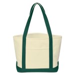 Medium 24 oz. Recycled Cotton Canvas Bag - Natural/Green Medium 24 oz. Recycled Cotton Canvas Bag - Natural/Green