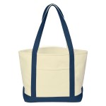 Medium 24 oz. Recycled Cotton Canvas Bag - Natural/Navy Blue Medium 24 oz. Recycled Cotton Canvas Bag - Natural/Navy Blue