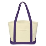 Medium 24 oz. Recycled Cotton Canvas Bag - Natural/Purple Medium 24 oz. Recycled Cotton Canvas Bag - Natural/Purple