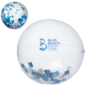 16" Blue & White Confetti Filled Round Clear Beach Ball 1 16" Blue & White Confetti Filled Round Clear Beach Ball 1