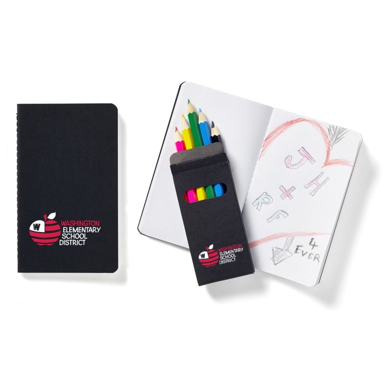 Black Mini Notebook w/6-Color Pencil Set 1 Black Mini Notebook w/6-Color Pencil Set 1
