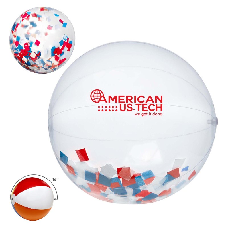 16" Red, White and Blue Confetti Filled Round Beach Ball 1 16" Red, White and Blue Confetti Filled Round Beach Ball 1