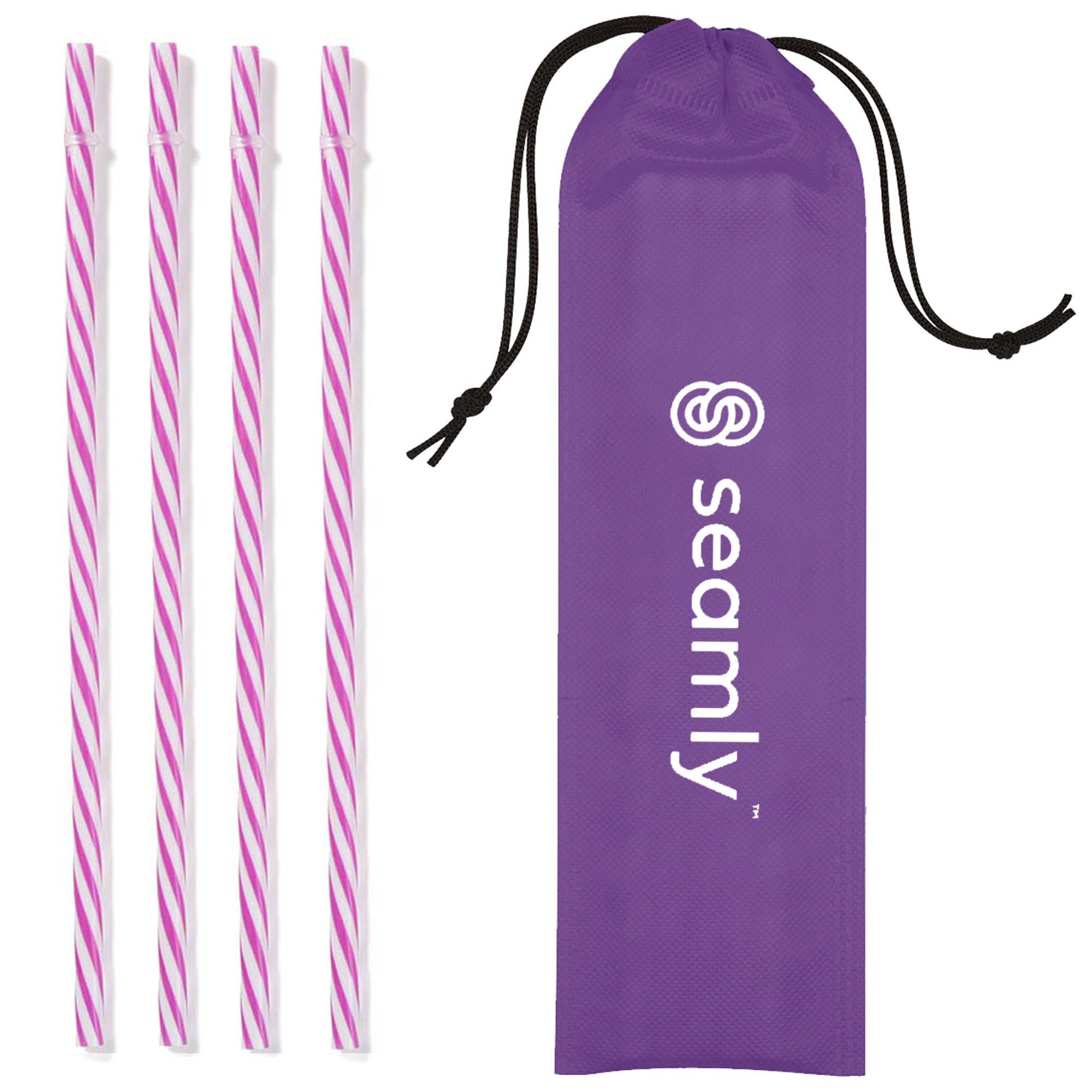 4 Reusable Straws in Drawstring Pouch 1