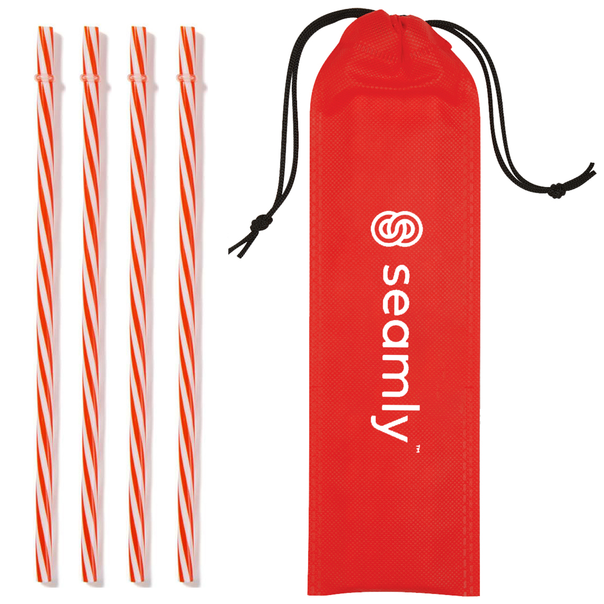 4 Reusable Straws in Drawstring Pouch 1