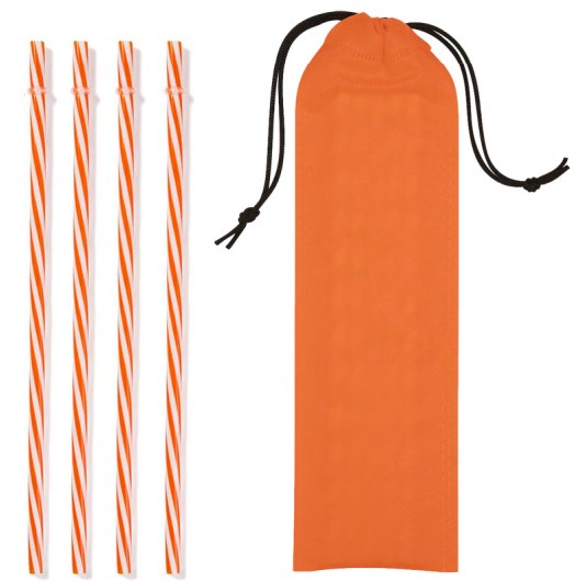 4 Reusable Straws in Drawstring Pouch 1