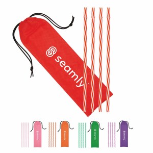 4 Reusable Straws in Drawstring Pouch 1 4 Reusable Straws in Drawstring Pouch 1