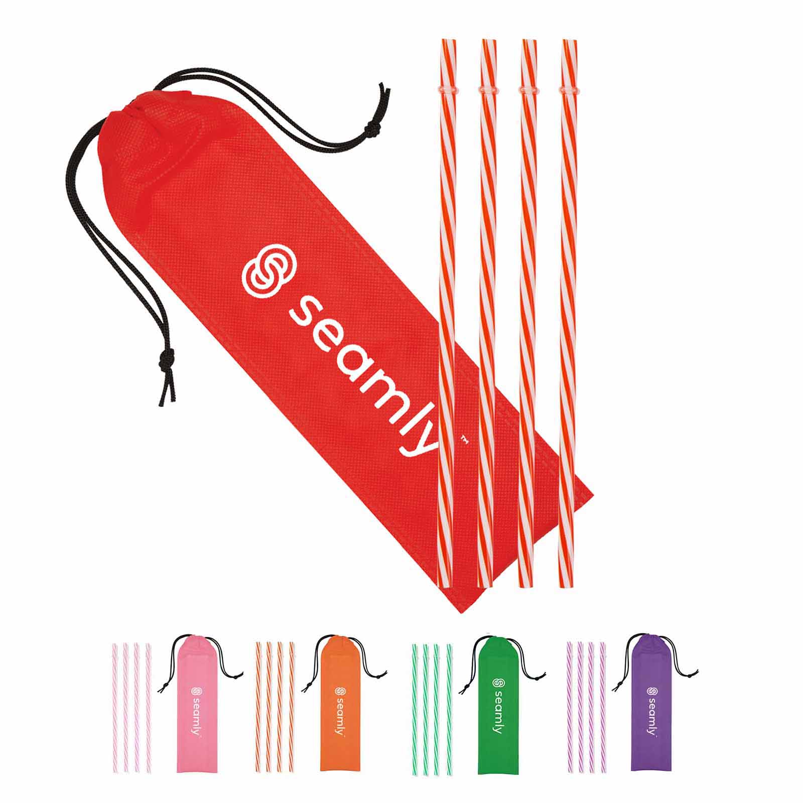 4 Reusable Straws in Drawstring Pouch 1