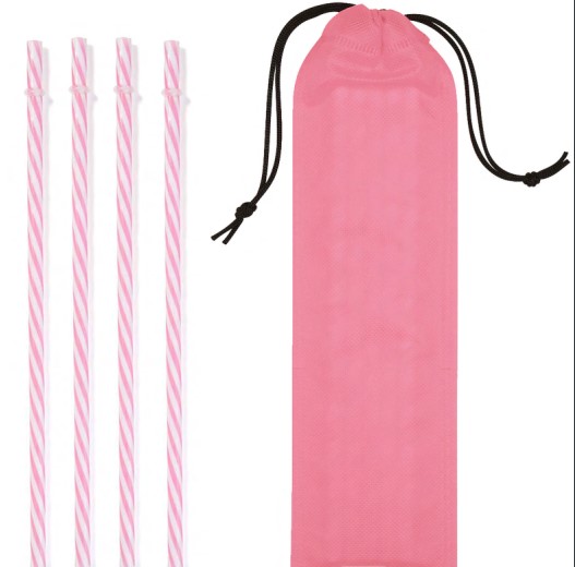 4 Reusable Straws in Drawstring Pouch 1
