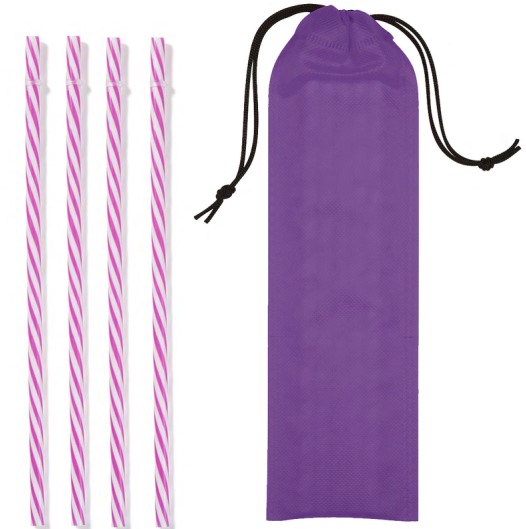 4 Reusable Straws in Drawstring Pouch 1