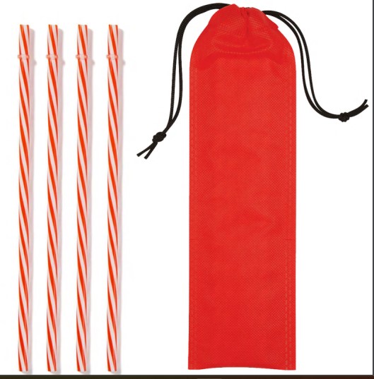 4 Reusable Straws in Drawstring Pouch 1