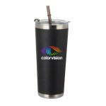 JORNIKOLOR 20 Oz. Stainless Steel Tumbler w/Straw - Black/Silver JORNIKOLOR 20 Oz. Stainless Steel Tumbler w/Straw - Black/Silver