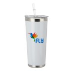 JORNIKOLOR 20 Oz. Stainless Steel Tumbler w/Straw - White/Silver JORNIKOLOR 20 Oz. Stainless Steel Tumbler w/Straw - White/Silver