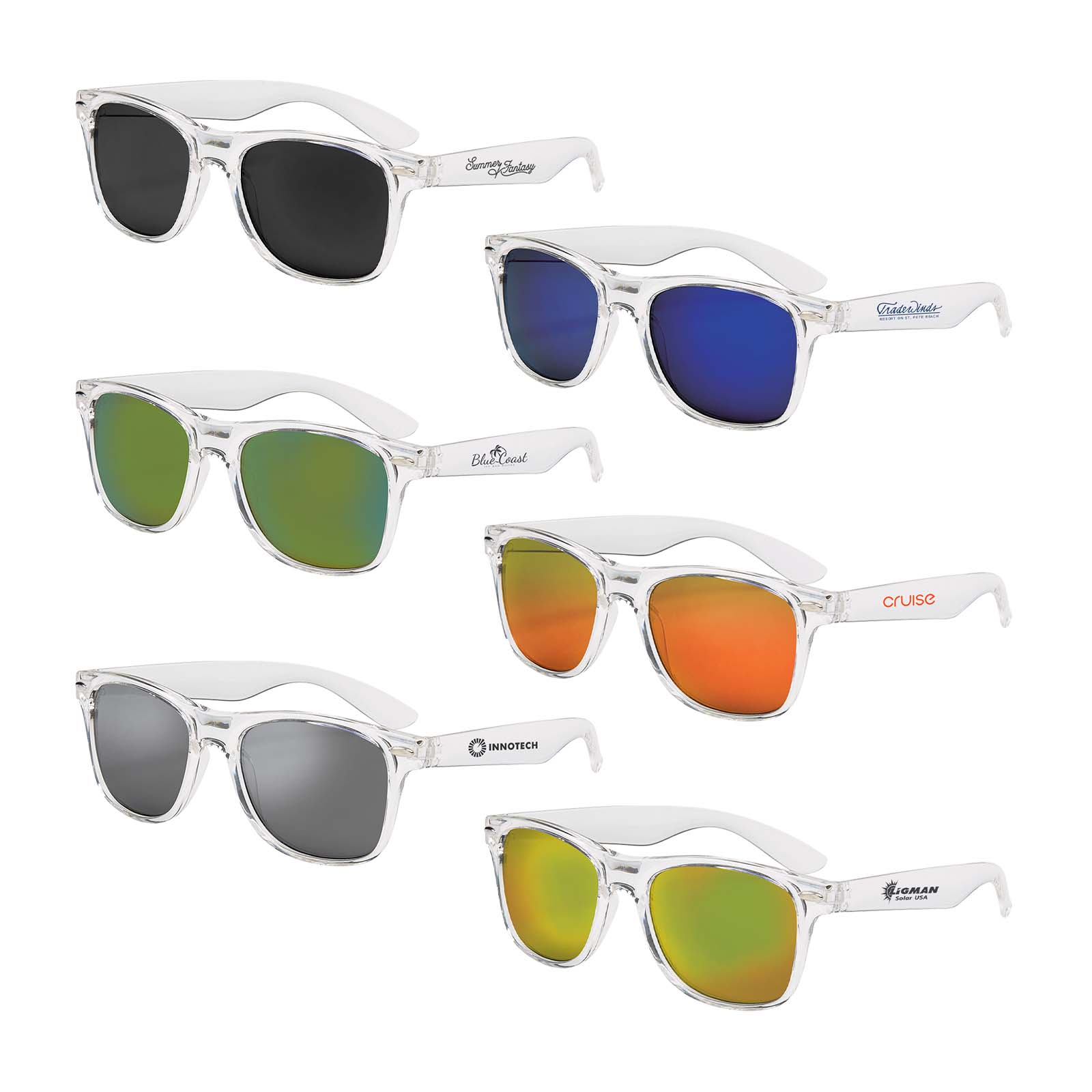 Mirrored Clear Frame Malibu Sunglasses 1