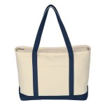 Jornikolor Large 24 oz. Starboard Recycled Cotton Canvas Tote Bag - Natural/Navy Blue Blank Jornikolor Large 24 oz. Starboard Recycled Cotton Canvas Tote Bag - Natural/Navy Blue Blank