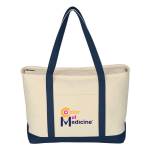Jornikolor Large 24 oz. Starboard Recycled Cotton Canvas Tote Bag - Natural/Navy Blue Logo Jornikolor Large 24 oz. Starboard Recycled Cotton Canvas Tote Bag - Natural/Navy Blue Logo
