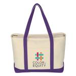 Jornikolor Large 24 oz. Starboard Recycled Cotton Canvas Tote Bag - Natural/Purple Logo Jornikolor Large 24 oz. Starboard Recycled Cotton Canvas Tote Bag - Natural/Purple Logo