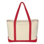 Jornikolor Large 24 oz. Starboard Recycled Cotton Canvas Tote Bag - Natural/Red Blank Jornikolor Large 24 oz. Starboard Recycled Cotton Canvas Tote Bag - Natural/Red Blank