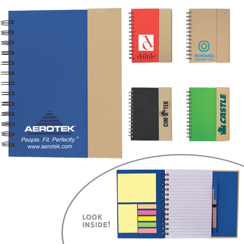 Eco-Recycled Journal w/Sticky Notes, Flags, & Pen 1 Eco-Recycled Journal w/Sticky Notes, Flags, & Pen 1