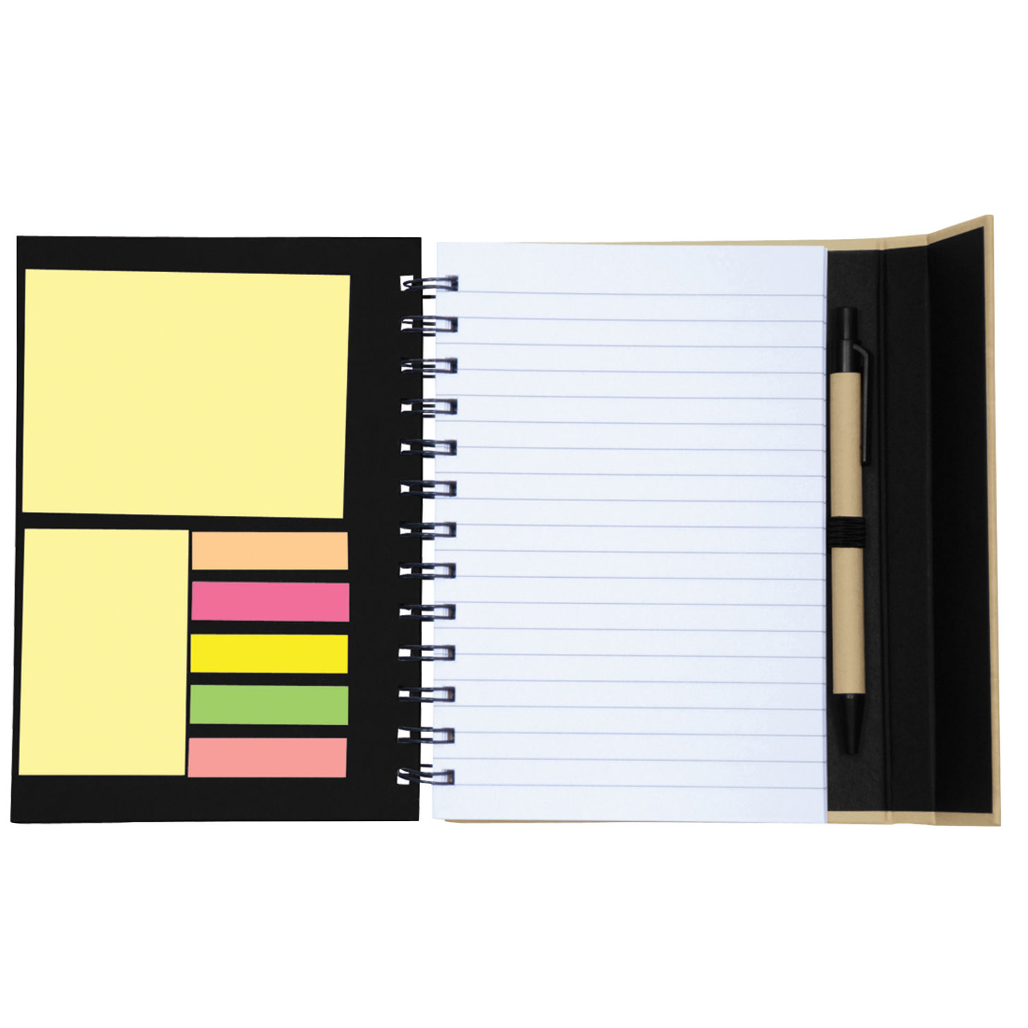 Eco-Recycled Journal w/Sticky Notes, Flags, & Pen 1