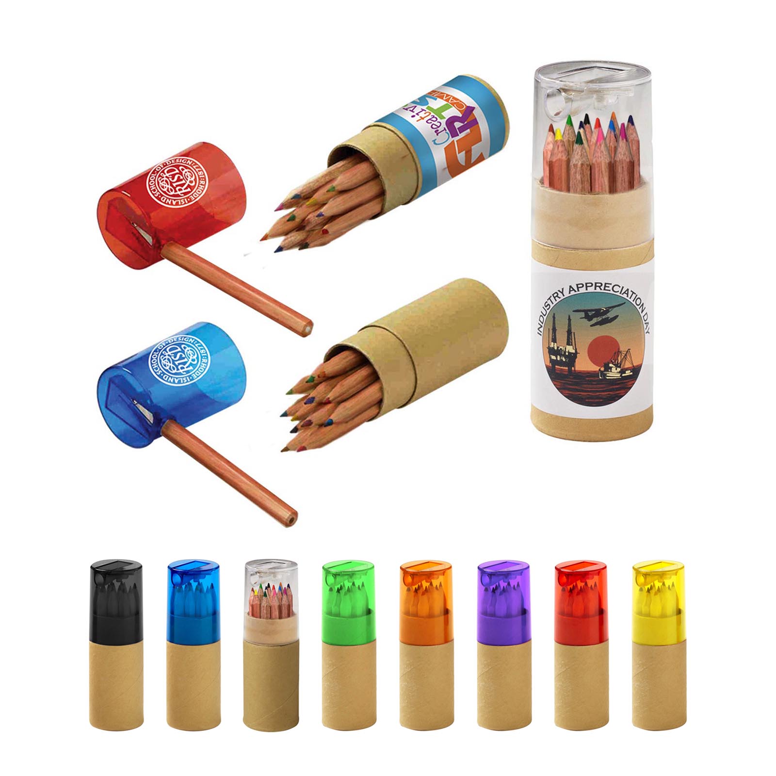 12 Colored Pencil Set in Tube w/Sharpener 1