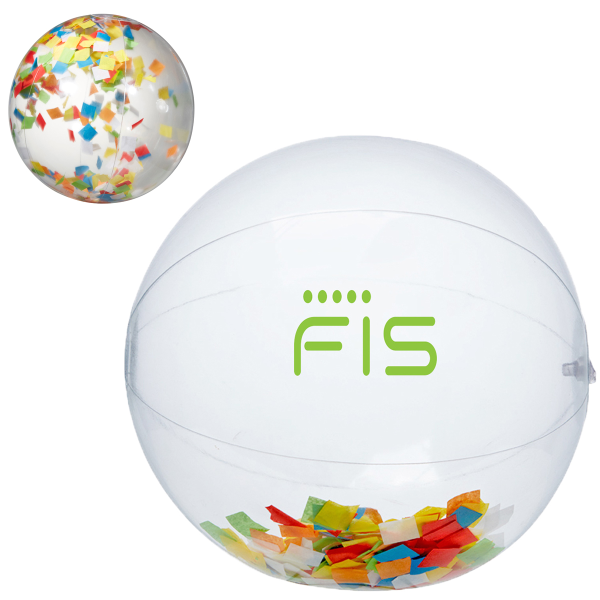 16" Multi Color Confetti Filled Round Clear Beach Ball 1 16" Multi Color Confetti Filled Round Clear Beach Ball 1
