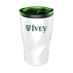 14 Oz. Stainless Steel Twisting Tumbler w/Lid - White/Green 14 Oz. Stainless Steel Twisting Tumbler w/Lid - White/Green