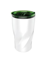 14 Oz. Stainless Steel Twisting Tumbler w/Lid - White/Green 14 Oz. Stainless Steel Twisting Tumbler w/Lid - White/Green