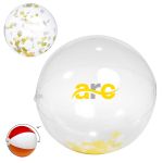 16" Yellow & White Confetti Filled Round Clear Beach Ball 1 16" Yellow & White Confetti Filled Round Clear Beach Ball 1