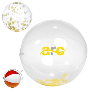 16" Yellow & White Confetti Filled Round Clear Beach Ball 1 16" Yellow & White Confetti Filled Round Clear Beach Ball 1