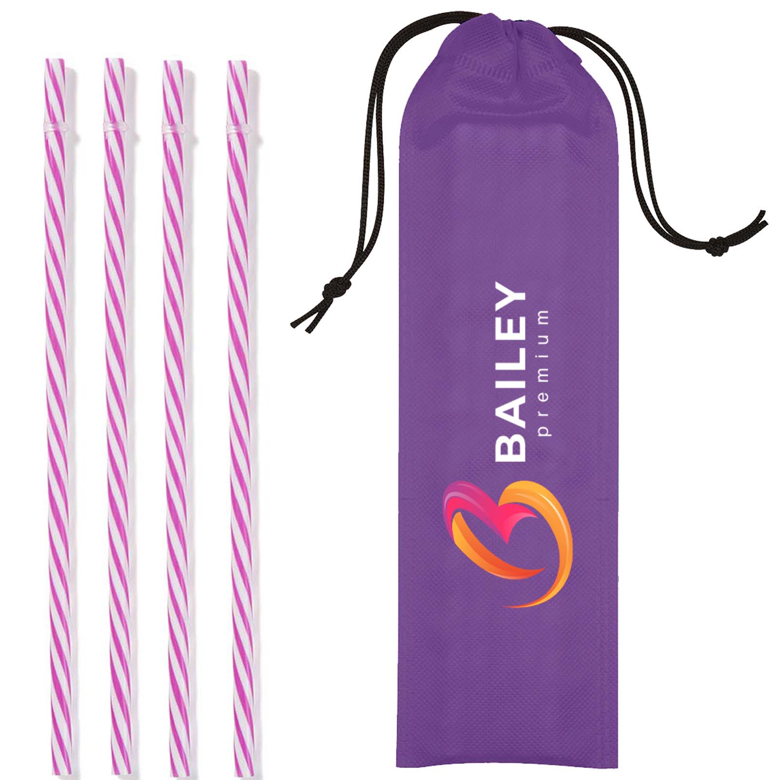 Reusable Straws in Full Color Drawstring Pouch 1