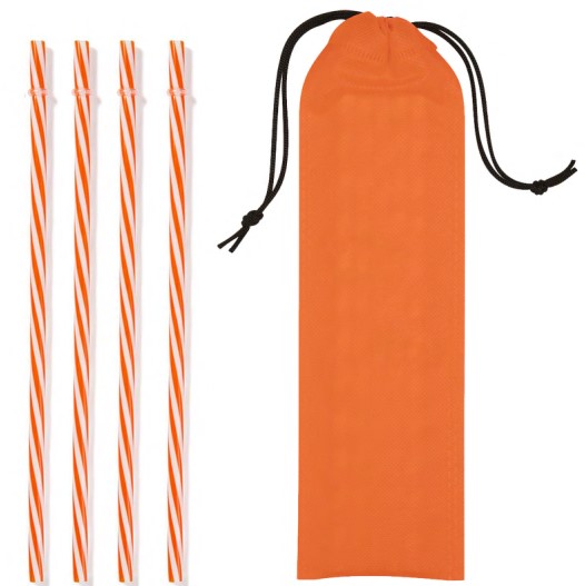 Reusable Straws in Full Color Drawstring Pouch 1