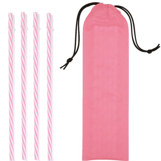 Reusable Straws in Full Color Drawstring Pouch 1