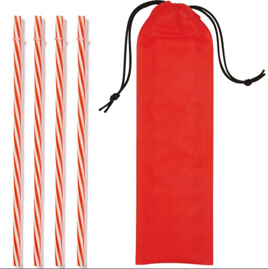 Reusable Straws in Full Color Drawstring Pouch 1