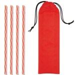 Reusable Straws in Full Color Drawstring Pouch - Red Blank Reusable Straws in Full Color Drawstring Pouch - Red Blank