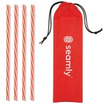 Reusable Straws in Full Color Drawstring Pouch - Red Logo Reusable Straws in Full Color Drawstring Pouch - Red Logo