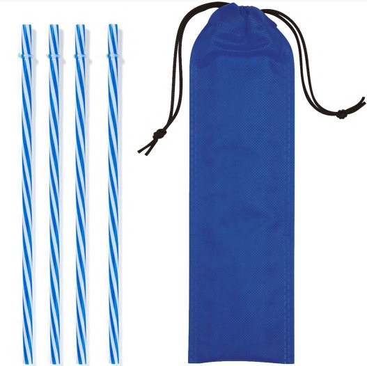 Reusable Straws in Full Color Drawstring Pouch 1