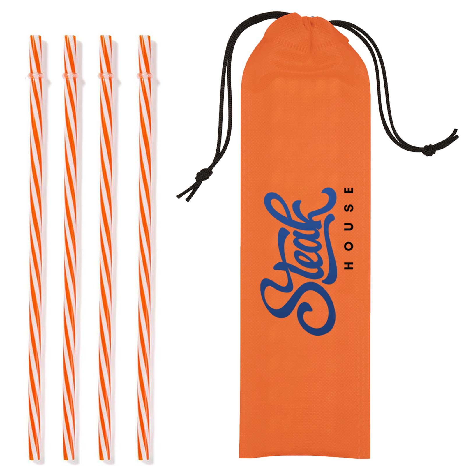 Reusable Straws in Full Color Drawstring Pouch 1
