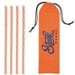Reusable Straws in Full Color Drawstring Pouch - Blue Logo Reusable Straws in Full Color Drawstring Pouch - Blue Logo