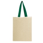 Natural Cotton Canvas Recycled Grocery Tote Bag - Natural Beige/Green Natural Cotton Canvas Recycled Grocery Tote Bag - Natural Beige/Green
