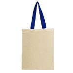 Natural Cotton Canvas Recycled Grocery Tote Bag - Natural Beige/Blue Natural Cotton Canvas Recycled Grocery Tote Bag - Natural Beige/Blue