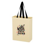 Natural Cotton Canvas Recycled Grocery Tote Bag - Natural Beige/Black Natural Cotton Canvas Recycled Grocery Tote Bag - Natural Beige/Black