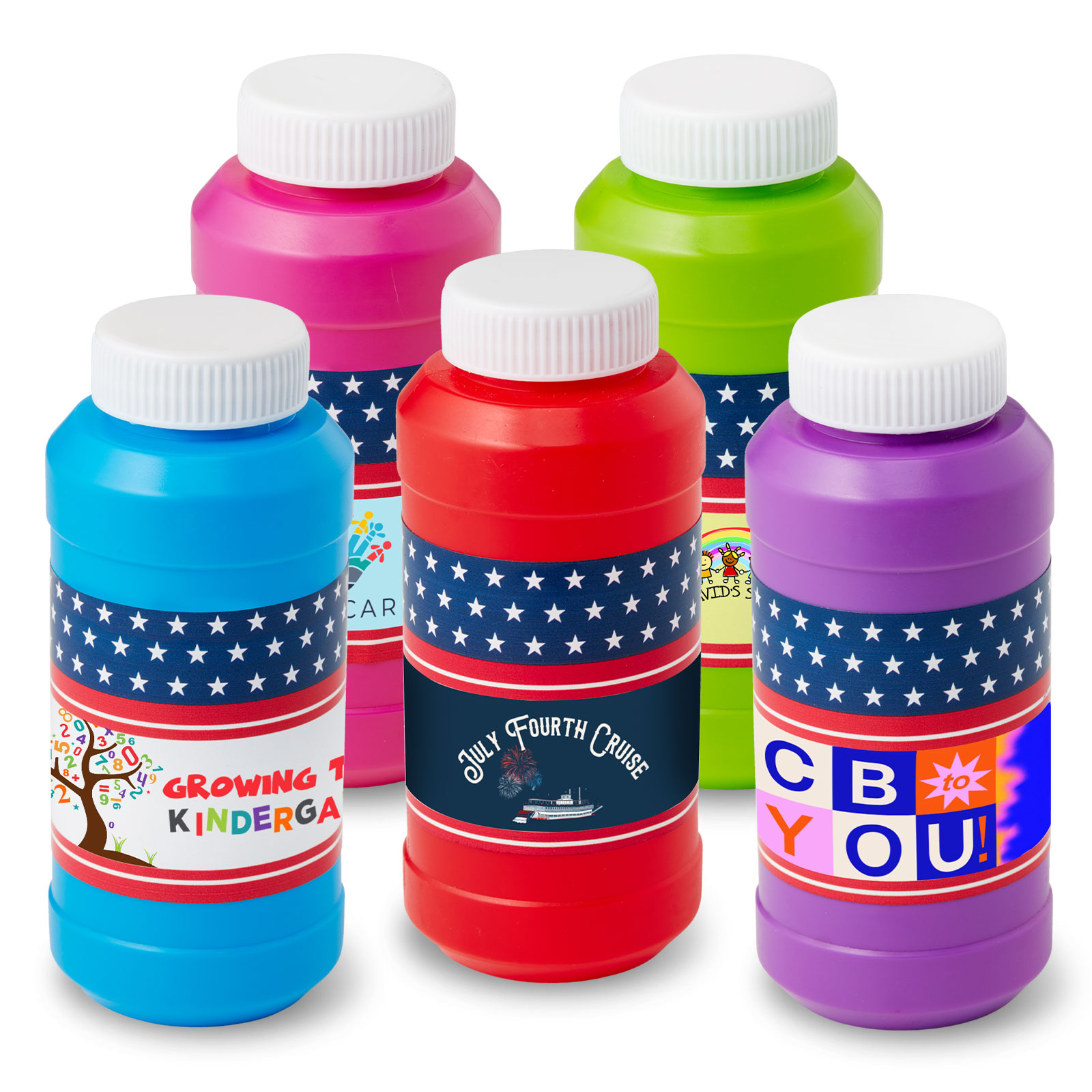 8 oz. Patriotic Bubbles with Full-Color Digital Label 1