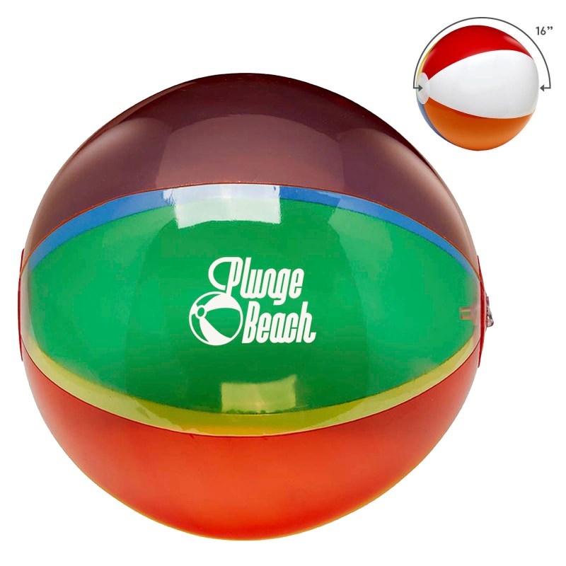 16" Translucent Multi-Color Round Beach Ball 1 16" Translucent Multi-Color Round Beach Ball 1
