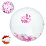 16" Pink & White Confetti Filled Round Beach Ball 1 16" Pink & White Confetti Filled Round Beach Ball 1