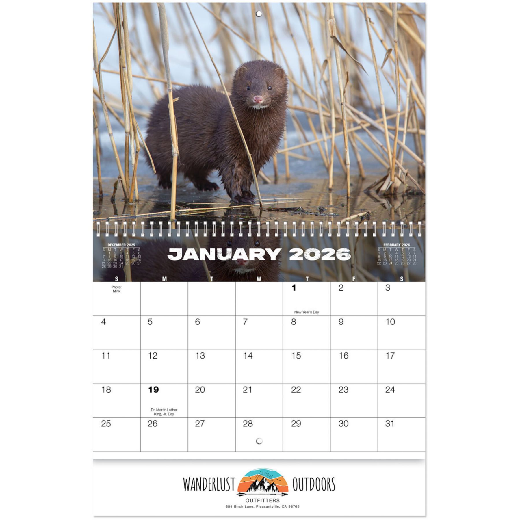 Full Color North America Wildlife Spiral Calendar 1